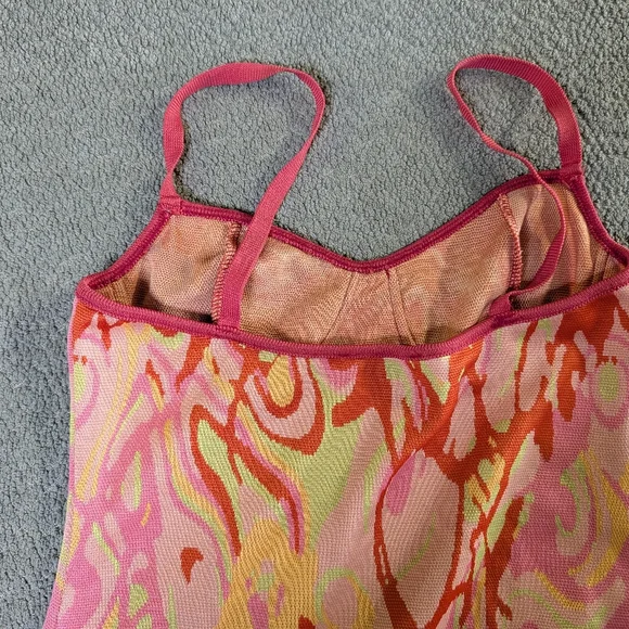 ZARA Pink Orange Abstract Slip Mini Dress Y2K Psychedelic Bodycon Festival - M - Picture 8 of 12